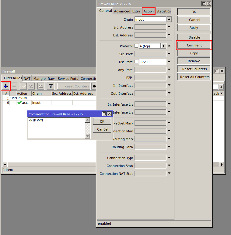 Mikrotik Firewall Rule General Tab