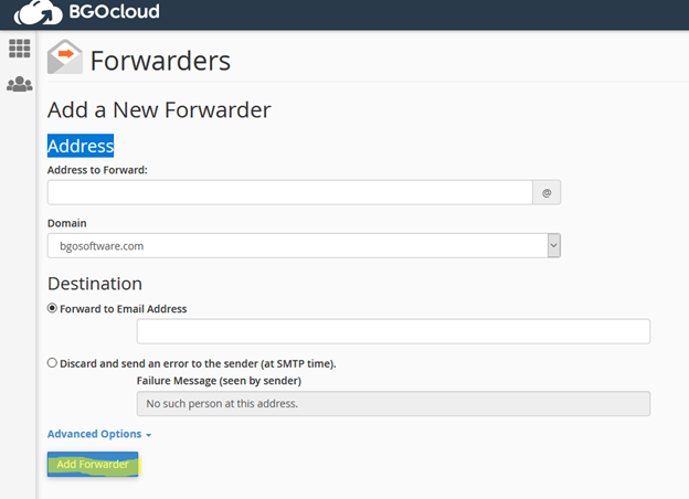 cPanel forwarders