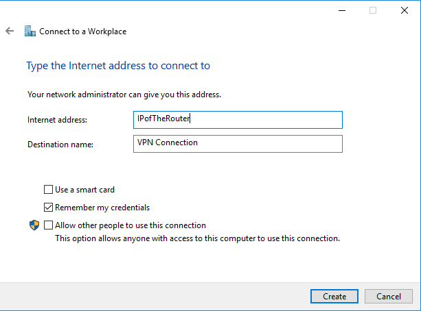 Type the internet address to connect to - Windows
