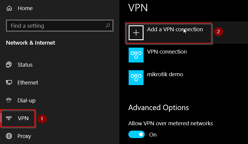 Adding VPN connection