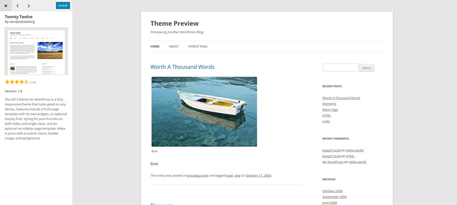 Wordpress Theme Preview