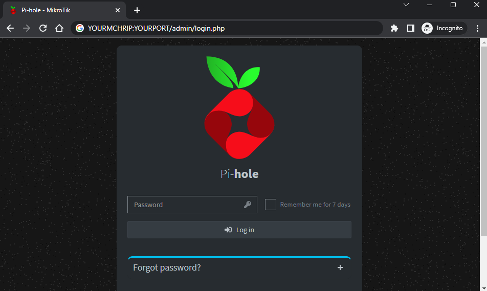 Pi-hole login page
