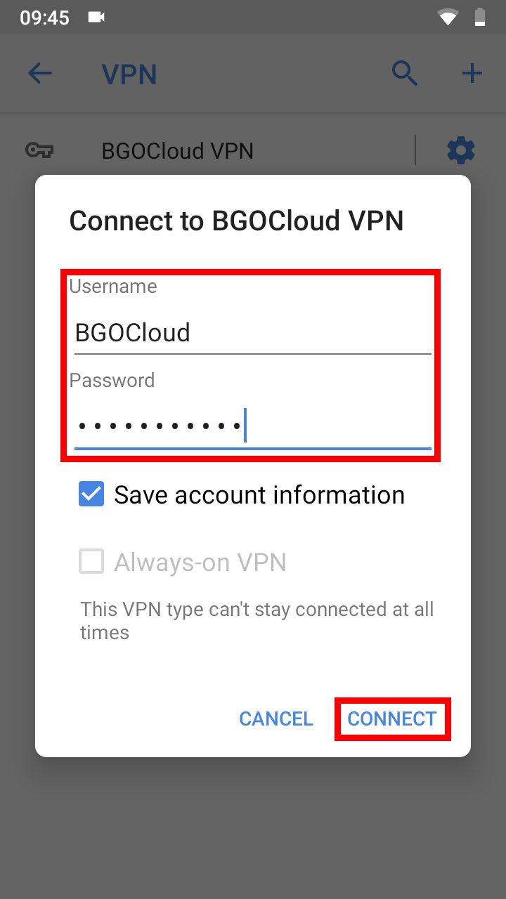 Connect to BGOCloud VPN