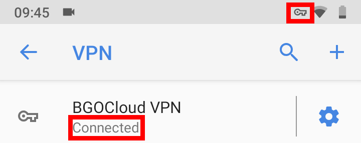 VPN connected in Android