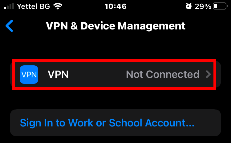 iPhone IOS VPN & Device Management