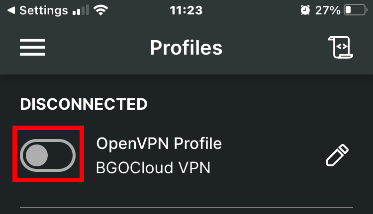 Connecting to the OpenVPN server
