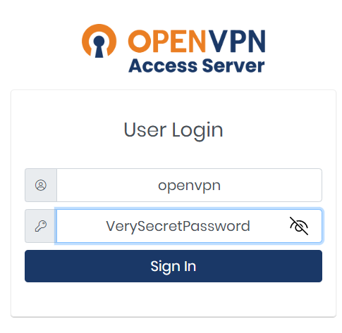 OpenVPN Access Server Login Screen