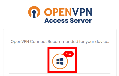 OpenVPN AS interface, selecting the windows Icon