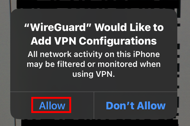 iOS warning for creating VPN configurations
