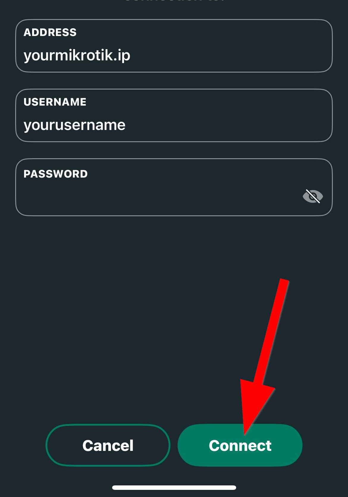Create Tunnel Initial step, Add IP, Username and Password.