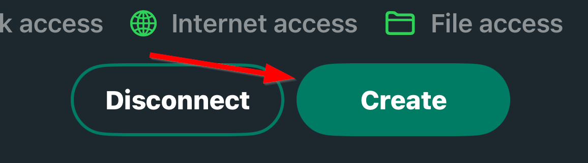 Tapping on create button