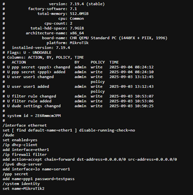 Oxidized Web UI show most recent config option