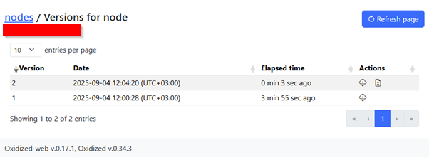 Oxidized Web Ui menu with all the taken configs of a device