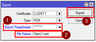 Exporting Client certificate with password