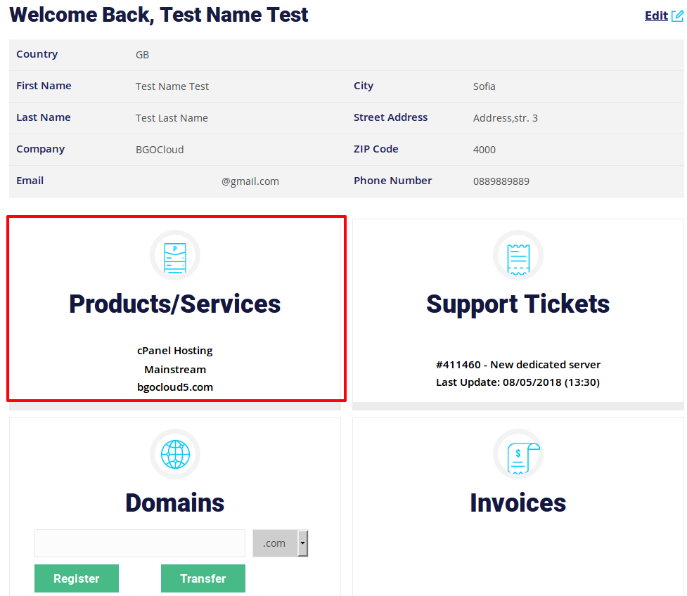 BGOcloud client area