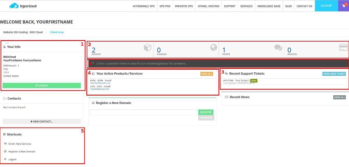 BGOCloud user panel